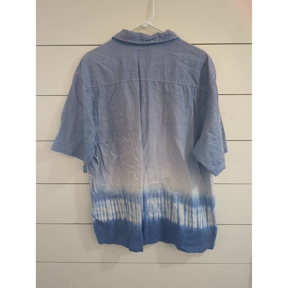 Vintage OTB OneTouch brand linen cotton men's XL tie dye button down - Picture 5 of 6